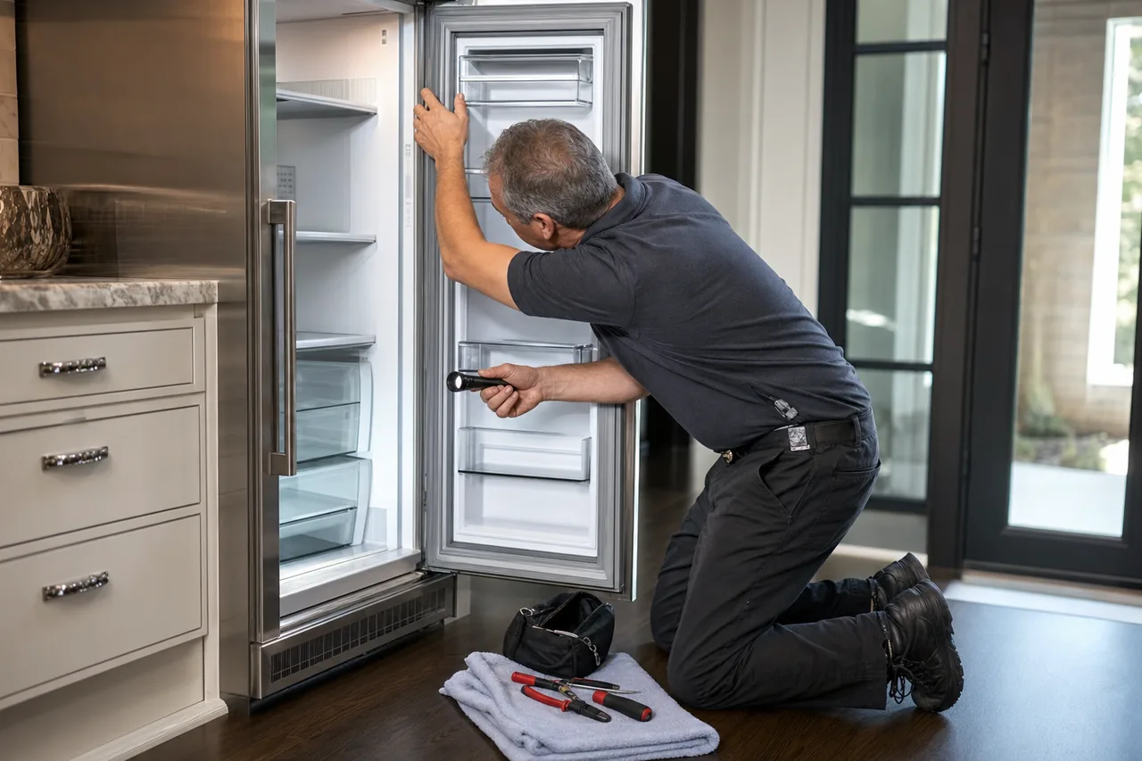 A Scarsdale kitchen with a built-in Sub-Zero refrigerator and a Wolf range